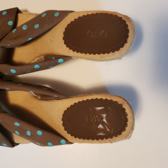 Cato Brown Polka Dot (Brown/Blue) Wedged Heel Sandal Shoes - Size 10 - Picture 9 of 9